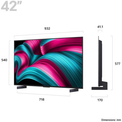 LG OLED42C54LA 42 Inch OLED evo AI C5 4K Ultra HD HDR Smart TV 2025